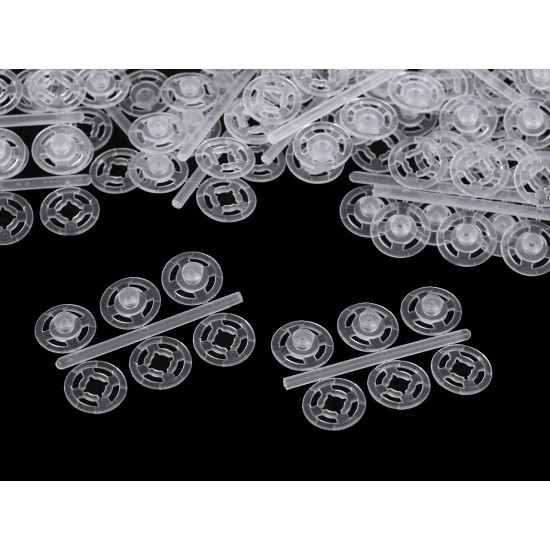 Felvarrható műanyag patent / összenyomható gomb ø7mm - ø 15 mm - Transparent (400 Csokrok) Felvarrható műanyag patent / összenyomható gomb ø7mm - ø 15 mm - Transparent (400 Csokrok)