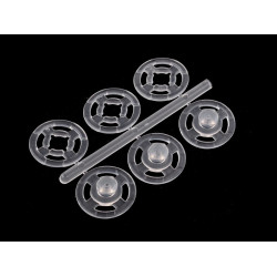 Felvarrható műanyag patent / összenyomható gomb ø7mm - ø 15 mm - Transparent (100 Csokrok)