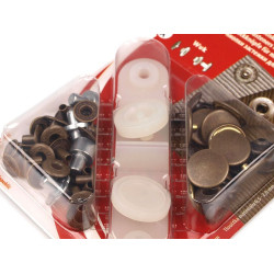 Wuk altmessing-druckknopf für mitteldicke stoffe, ø 15 mm - Altmessing (1 Karte)