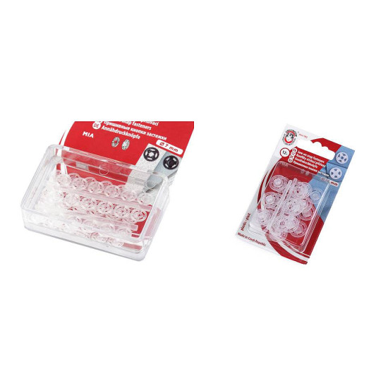 Felvarrható műanyag patent / összenyomható gomb ø7 mm - ø15 mm - Transparent (20 Kártyák) Felvarrható műanyag patent / összenyomható gomb ø7 mm - ø15 mm - Transparent (20 Kártyák)
