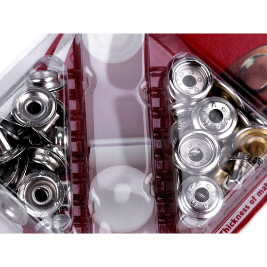 Metal snaps ø15 mm for thick fabrics, high rivet - Nickel (1 Card) Metal snaps ø15 mm for thick fabrics, high rivet - Nickel (1 Card)