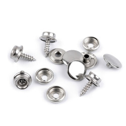 Napy metalowe ze śrubą ø15 mm - Nikiel (200 Zestawy)