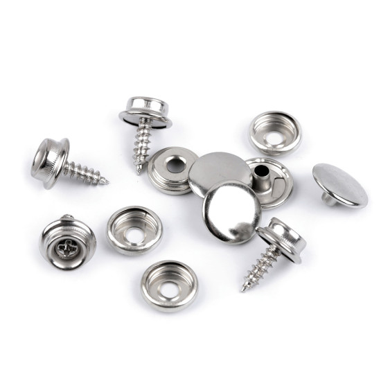 Metal press studs with screw ø15 mm - Nickel (50 Sets) Metal press studs with screw ø15 mm - Nickel (50 Sets)