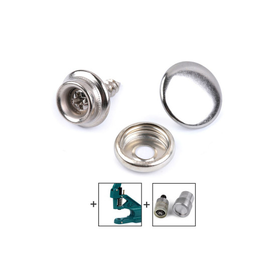 Metal press studs with screw ø15 mm - Nickel (50 Sets) Metal press studs with screw ø15 mm - Nickel (50 Sets)