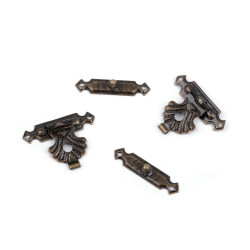Decorative metal fastening for jewellery boxes - Vintage brass (100 Sets)
