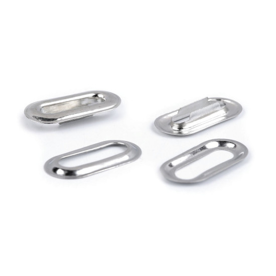 Oczka metalowe z podkładką owal 4x16 mm - Nikiel (50 Pary) Oczka metalowe z podkładką owal 4x16 mm - Nikiel (50 Pary)
