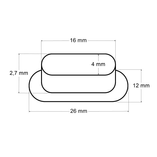 Oczka metalowe z podkładką owal 4x16 mm - Nikiel (50 Pary) Oczka metalowe z podkładką owal 4x16 mm - Nikiel (50 Pary)