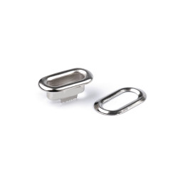 Oczka metalowe z podkładką owal 4x12 mm - Nikiel (200 Pary)