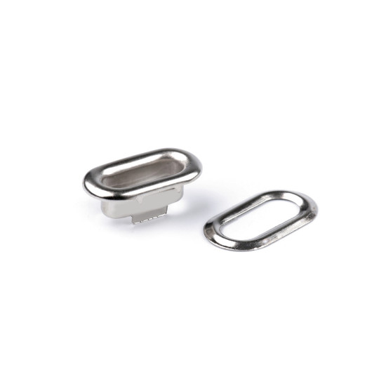 Oczka metalowe z podkładką owal 4x12 mm - Nikiel (200 Pary)