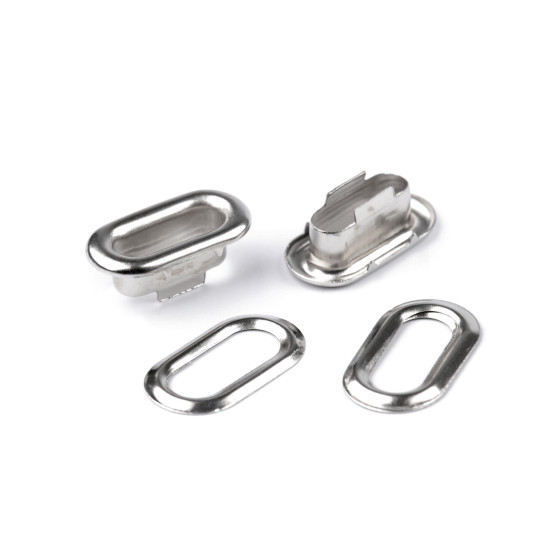 Oczka metalowe z podkładką owal 4x12 mm - Nikiel (200 Pary)