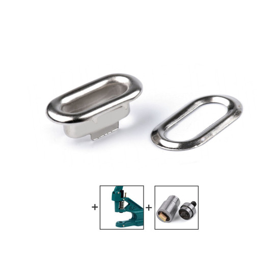 Oczka metalowe z podkładką owal 4x12 mm - Nikiel (200 Pary)