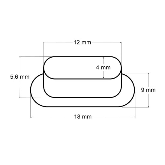 Oczka metalowe z podkładką owal 4x12 mm - Nikiel (200 Pary)