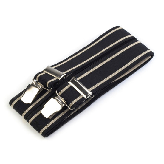 Trouser braces / suspenders width 3 cm length 125 cm x-back - Black (1 Piece) Trouser braces / suspenders width 3 cm length 125 cm x-back - Black (1 Piece)