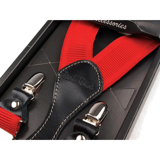Trouser braces / suspenders in box - Red (1 Piece) Trouser braces / suspenders in box - Red (1 Piece)