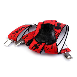 Trouser braces / suspenders musical width 4 cm length 120 cm - Red (1 Piece)