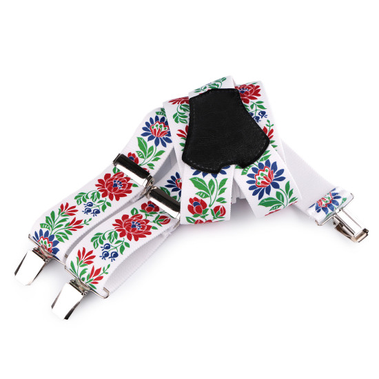 Trouser braces / suspenders folklore width 4 cm length 120 cm - Blue (1 Piece) Trouser braces / suspenders folklore width 4 cm length 120 cm - Blue (1 Piece)