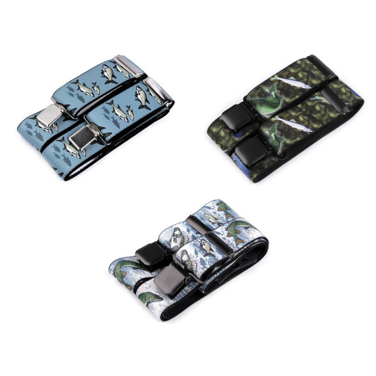 Trouser suspenders fisherman width 4 cm length 120 cm - Blue-grey (1 Piece) Trouser suspenders fisherman width 4 cm length 120 cm - Blue-grey (1 Piece)