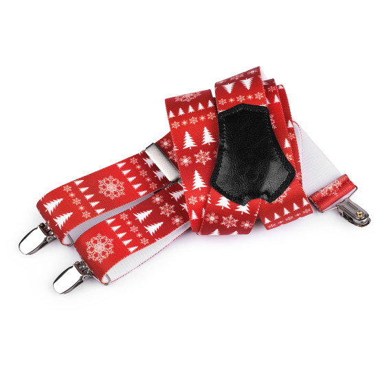 Christmas trouser braces / suspenders width 3.5 cm length 120 cm - Red (1 Piece) Christmas trouser braces / suspenders width 3.5 cm length 120 cm - Red (1 Piece)