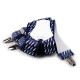 Trouser braces / suspenders, folklore blue print, width 3.5 cm, length 120 cm - Blue dark (1 Piece) Trouser braces / suspenders, folklore blue print, width 3.5 cm, length 120 cm - Blue dark (1 Piece)