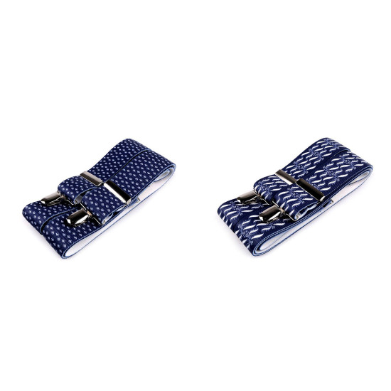 Trouser braces / suspenders, folklore blue print, width 3.5 cm, length 120 cm - Blue dark (1 Piece) Trouser braces / suspenders, folklore blue print, width 3.5 cm, length 120 cm - Blue dark (1 Piece)