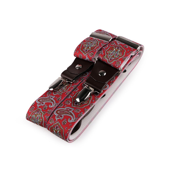 Trouser braces with double fastening, width 3.5 cm, length 120 cm - Red (1 Piece) Trouser braces with double fastening, width 3.5 cm, length 120 cm - Red (1 Piece)