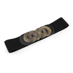 Gürtel für damen mit metallschnalle elastisch, breite 6 cm - Schwarz (1 Stück)