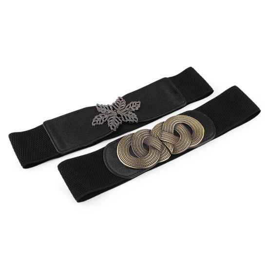 Gürtel für damen mit metallschnalle elastisch, breite 6 cm - Schwarz (1 Stück) Gürtel für damen mit metallschnalle elastisch, breite 6 cm - Schwarz (1 Stück)