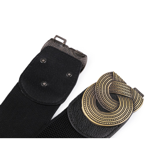 Gürtel für damen mit metallschnalle elastisch, breite 6 cm - Schwarz (1 Stück) Gürtel für damen mit metallschnalle elastisch, breite 6 cm - Schwarz (1 Stück)