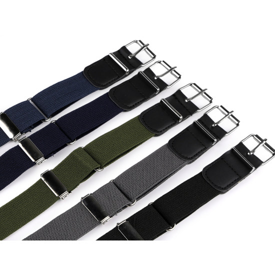 Pasek dziecięcy elastyczny szerokość 2,5 cm - Zielony khaki (1 Sztuka) Pasek dziecięcy elastyczny szerokość 2,5 cm - Zielony khaki (1 Sztuka)