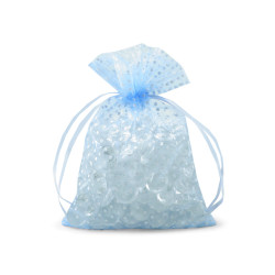 Woreczek podarunkowy rozmiary 13x18 cm organza w kropeczki - Jasnyniebieski (10 Sztuki)
