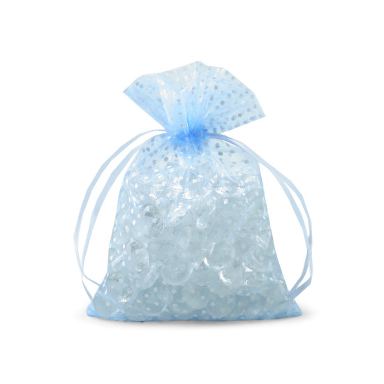 Ajándék zsákocska méretei 13x18 cm pöttyös organza - Fehér (10 Darabok) Ajándék zsákocska méretei 13x18 cm pöttyös organza - Fehér (10 Darabok)