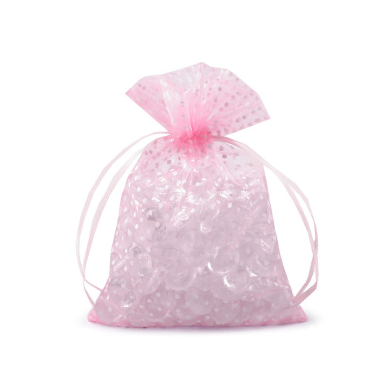Ajándék zsákocska méretei 13x18 cm pöttyös organza - Fehér (10 Darabok) Ajándék zsákocska méretei 13x18 cm pöttyös organza - Fehér (10 Darabok)
