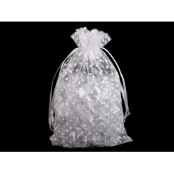 Woreczek podarunkowy rozmiary 13x18 cm organza w kropeczki - White (10 Sztuki)