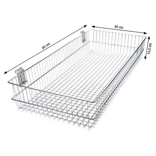 Koszyk metalowy 40x90 cm do zawieszenia - Srebrny (10 Sztuki) Koszyk metalowy 40x90 cm do zawieszenia - Srebrny (10 Sztuki)