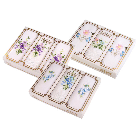 Ladies embroidered handkerchief / gift box set - Random mix (1 Box) Ladies embroidered handkerchief / gift box set - Random mix (1 Box)