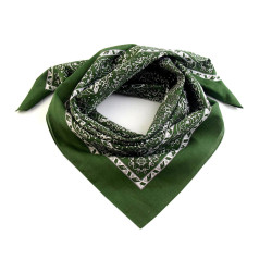 Cotton scarf 70x70 cm cashmere pattern - Spruce green (1 Piece)