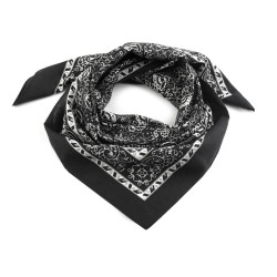 Cotton scarf 70x70 cm cashmere pattern - Black (1 Piece)