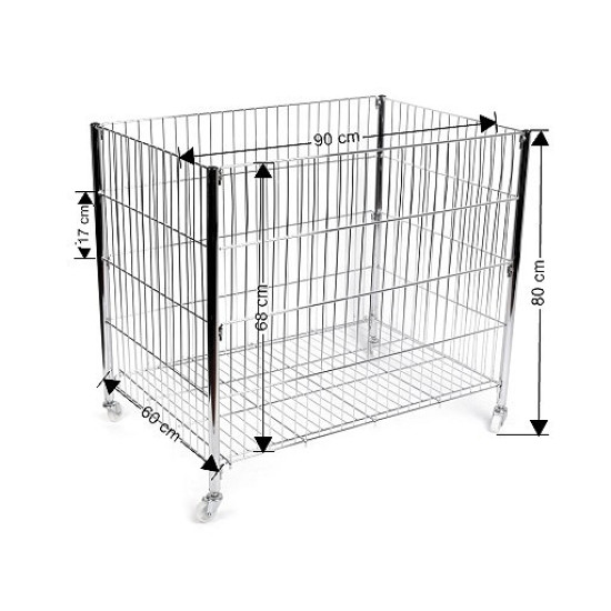 Caisse grillagée métallique, 60 x 80 x 90 cm - Noir-argent (1 Pièce) Caisse grillagée métallique, 60 x 80 x 90 cm - Noir-argent (1 Pièce)