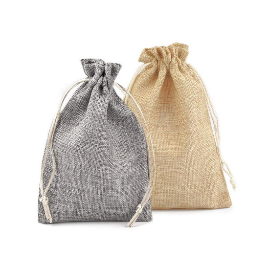 Drawstring pouch bag 12.5x17.5 cm imitation jute 2nd quality - Medium brown (50 Pieces) Drawstring pouch bag 12.5x17.5 cm imitation jute 2nd quality - Medium brown (50 Pieces)