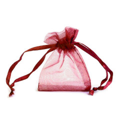 Woreczek podarunkowy  4,5x7 cm organza - Bordo (10 Sztuki)