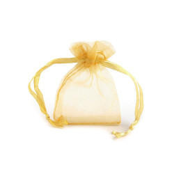 Bolsa de regalo de organza 4,5x7 cm - Oro claro (10 Piezas)