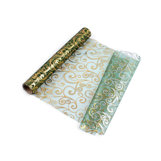 Christmas / wedding organza fabric with metallic printing width 36 cm - White (1 Meter) Christmas / wedding organza fabric with metallic printing width 36 cm - White (1 Meter)