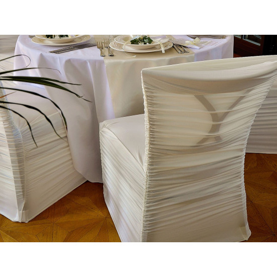 Stretch chair cover - pleated - White (4 Pieces)