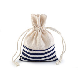 Geschenkbeutel 10 x 13 cm leinen mit streifen - Dunkelblau (1 Stück)