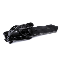 Leatherette coat buckle 10x50 mm - Black (100 Pairs)