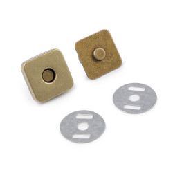 Zapięcie magnetyczne 18x18mm kwadrat - Stary mosiądz (100 Zestawy)