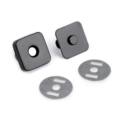 Zapięcie magnetyczne 18x18mm kwadrat - Czarny lakier (100 Zestawy)