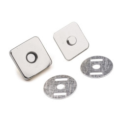 Zapięcie magnetyczne 18x18mm kwadrat - Nikiel (100 Zestawy)