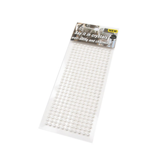 Self-adhesive imitation pearls ø4 mm - White milk (1 Card) Self-adhesive imitation pearls ø4 mm - White milk (1 Card)