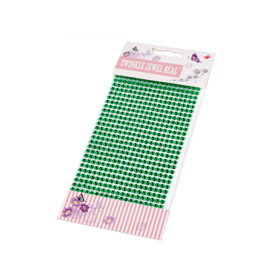 Self adhesive rhinestone crystal stickers ø4 mm - Dark green (1 Card) Self adhesive rhinestone crystal stickers ø4 mm - Dark green (1 Card)